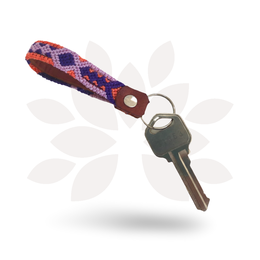 Friendship Macrame Woven Leather Loop Key Chain - Mexico