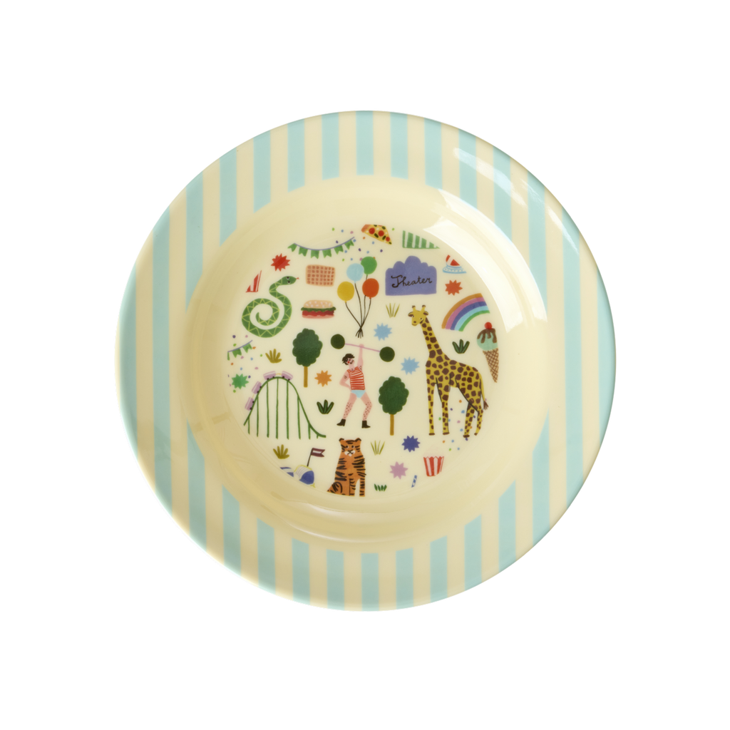 Melamine Kids Bowl | Fun Fair Mint Print - by Rice By Rice
