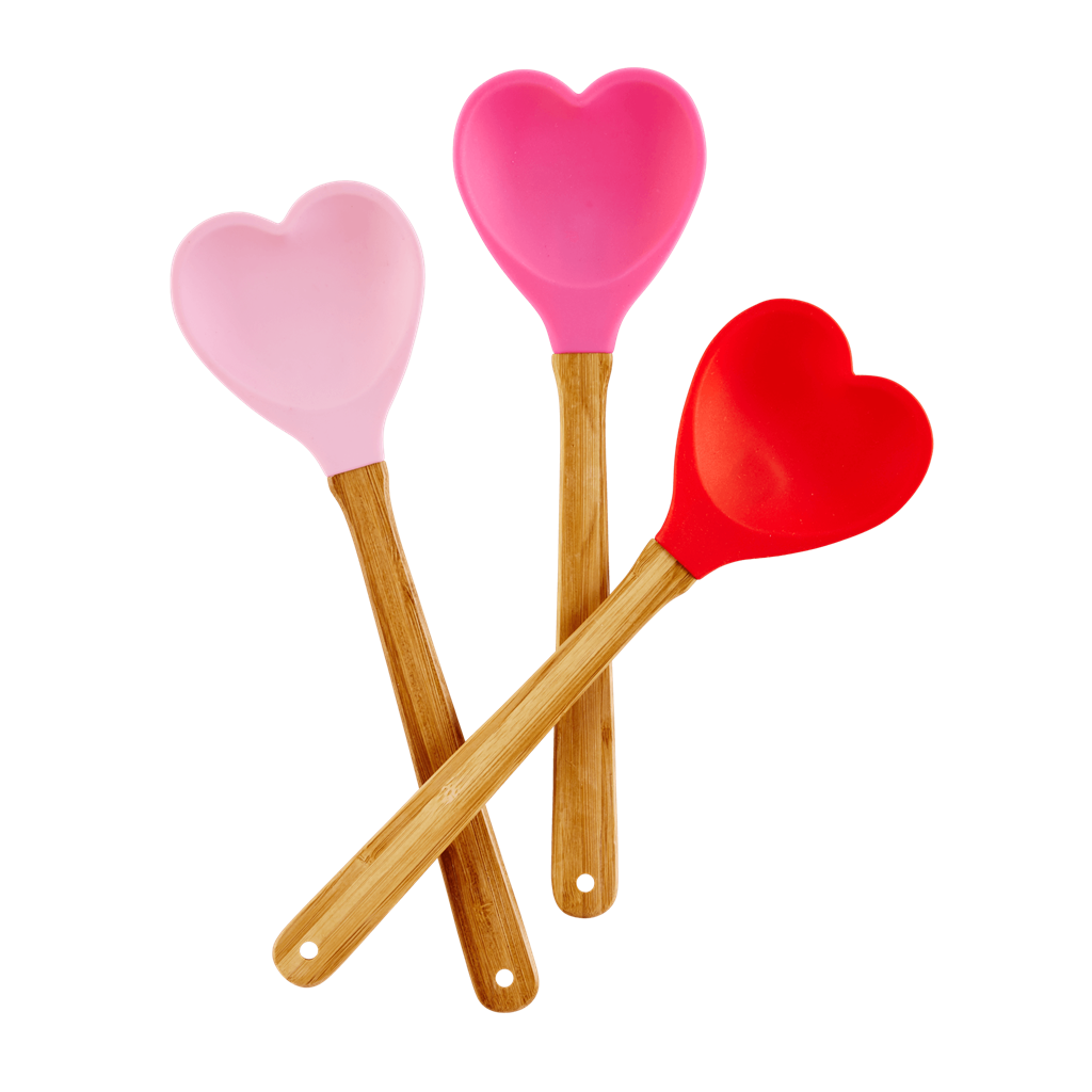 Kitchen Silicone Spoon in Heart shape | Dark Pink
