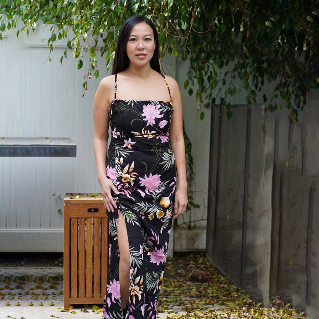 Kasih Coop Dress Maudy Black with Floral Pattern, Cotton by Kasih Co-op