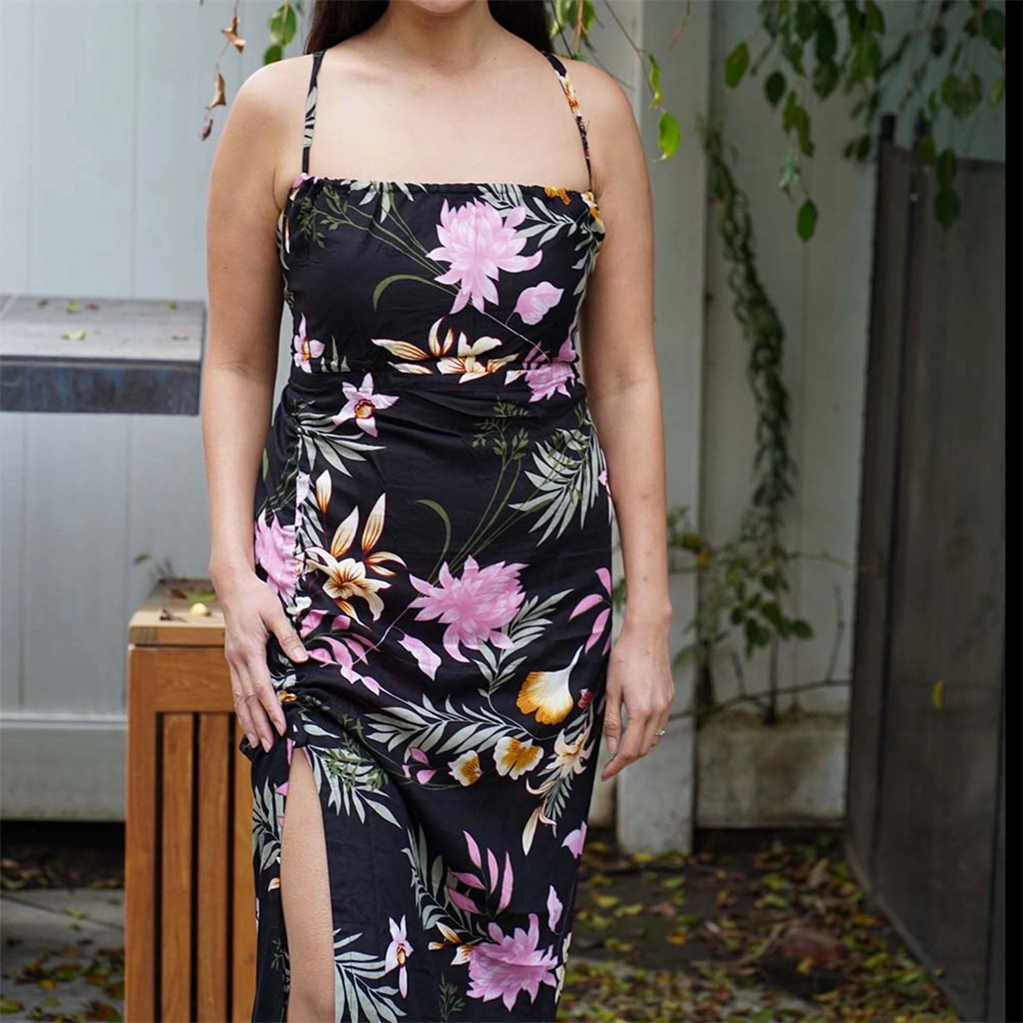 Kasih Coop Dress Maudy Black with Floral Pattern, Cotton by Kasih Co-op