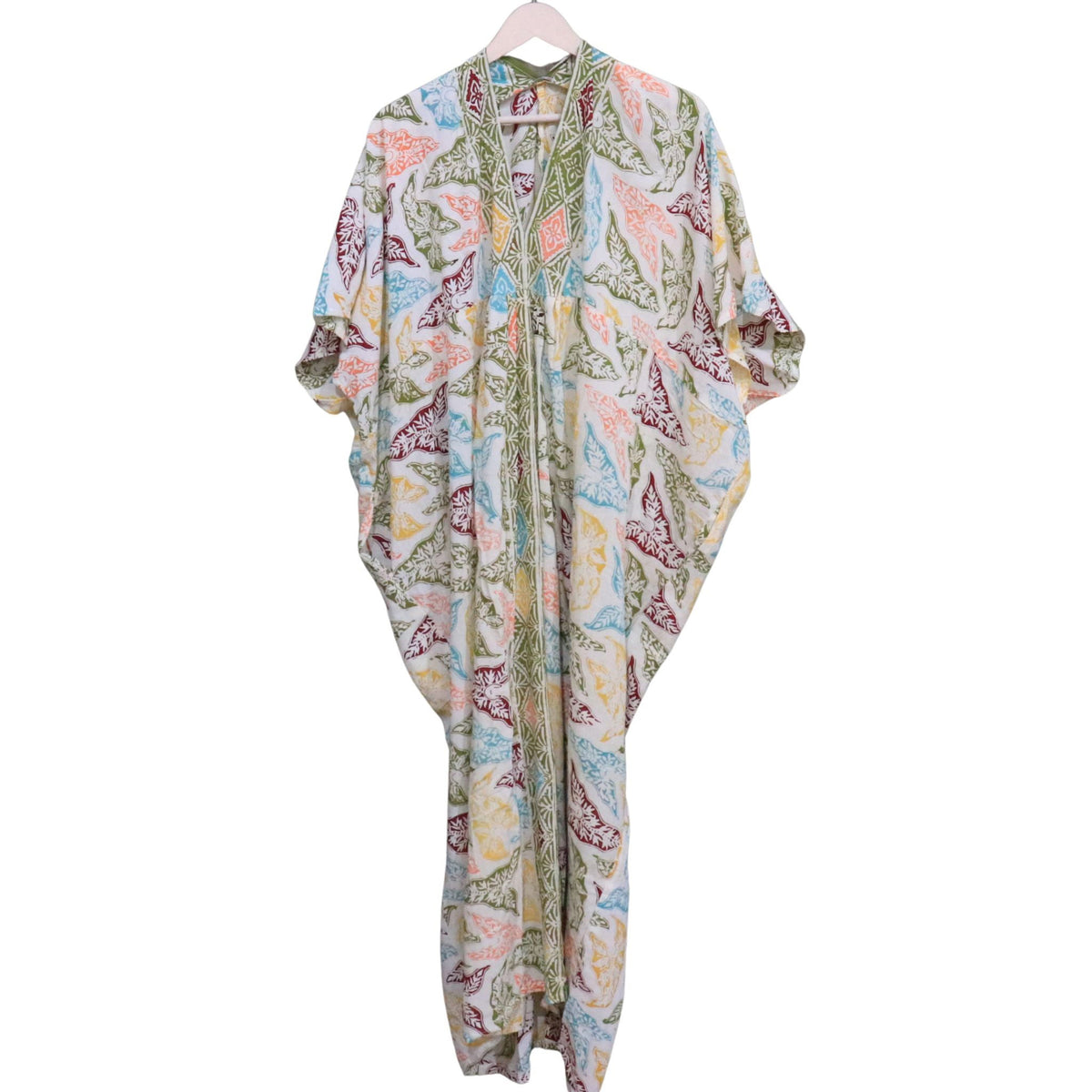 Hand Dyed Batik Kaftan Dress 100% Soft Cotton Material, Maxi, Long, Tropical Tapestry Dress, Caftan