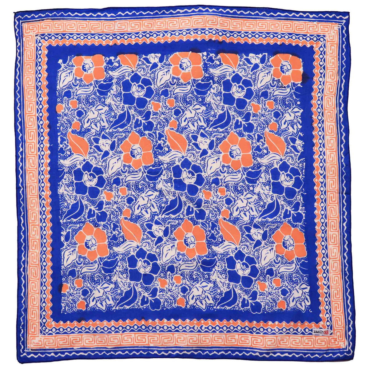 Hand Dyed Batik Bandana, 100% Soft Cotton, Sunset Sky, Blue, Orange