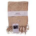 Handmade Batik Scarf - soft Cotton - Apricot Grid, Peach, Coral