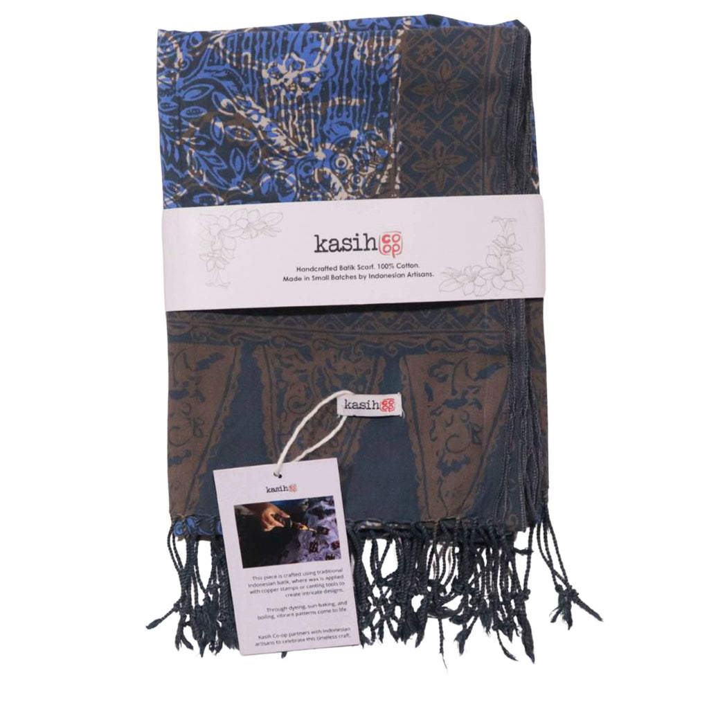 Handmade Batik Scarf - 100% Soft Cotton - Butterfly Brown by Kasih Co-op