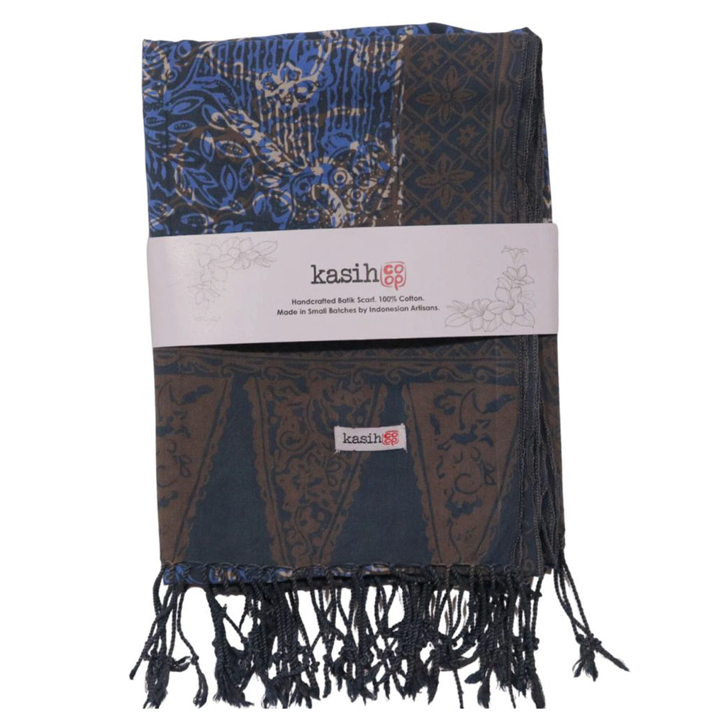 Handmade Batik Scarf - 100% Soft Cotton - Butterfly Brown by Kasih Co-op