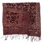Handmade Batik Scarf, soft Cotton, Red White Cherish, Burgundy