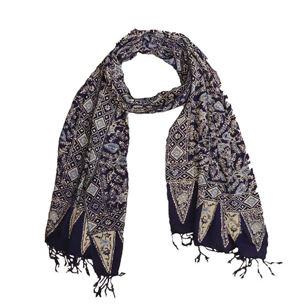 Handmade Batik Scarf - Cotton - Foliage by Kasih Co-op