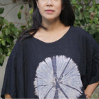 Kaftan Tie Dye Long Dress Shibori Black White Floral Pattern