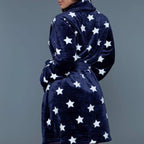 Kaylee Robe Navy & White Star Print | Giftable Luxurious Ultra Soft [Size L/XL Only] by The Bullish Store