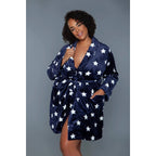 Kaylee Robe Navy & White Star Print | Giftable Luxurious Ultra Soft [Size L/XL Only] by The Bullish Store