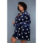 Kaylee Robe Navy & White Star Print | Giftable Luxurious Ultra Soft [Size L/XL Only] by The Bullish Store