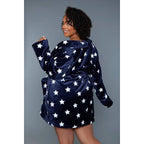 Kaylee Robe Navy & White Star Print | Giftable Luxurious Ultra Soft [Size L/XL Only] by The Bullish Store