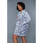 Kaylee Robe in Dark Grey & White Star Print | Giftable Luxurious Ultra Soft [Available in S/M - L/XL] by The Bullish Store