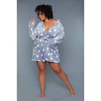 Kaylee Robe in Dark Grey & White Star Print | Giftable Luxurious Ultra Soft [Available in S/M - L/XL] by The Bullish Store