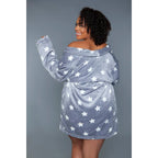 Kaylee Robe in Dark Grey & White Star Print | Giftable Luxurious Ultra Soft [Available in S/M - L/XL] by The Bullish Store