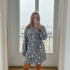 Kaylee Robe in Dark Grey & White Star Print | Giftable Luxurious Ultra Soft [Available in S/M - L/XL] by The Bullish Store