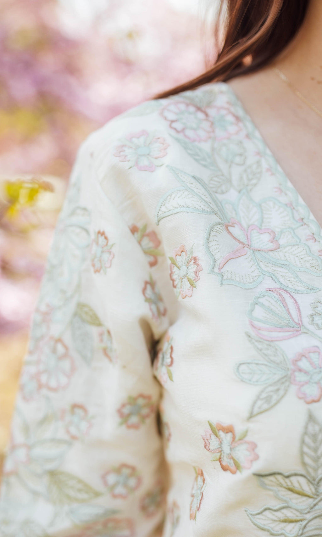 Keya Midi Dress with Floral Hand Embroidery