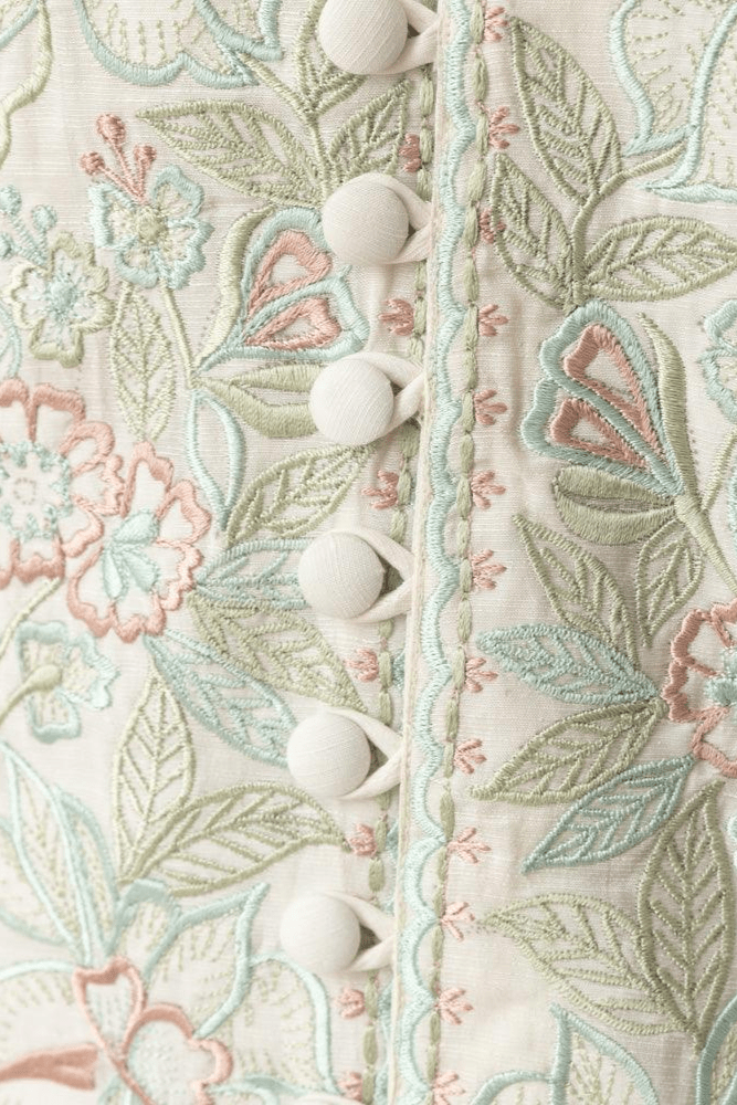 Keya Midi Dress with Floral Hand Embroidery