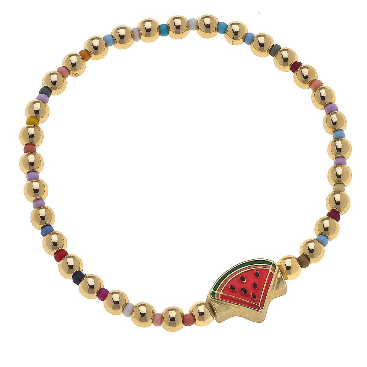Kids Roxy Rainbow Beaded Children’s Bracelet with Cute Charm | Watermelon or Seashell