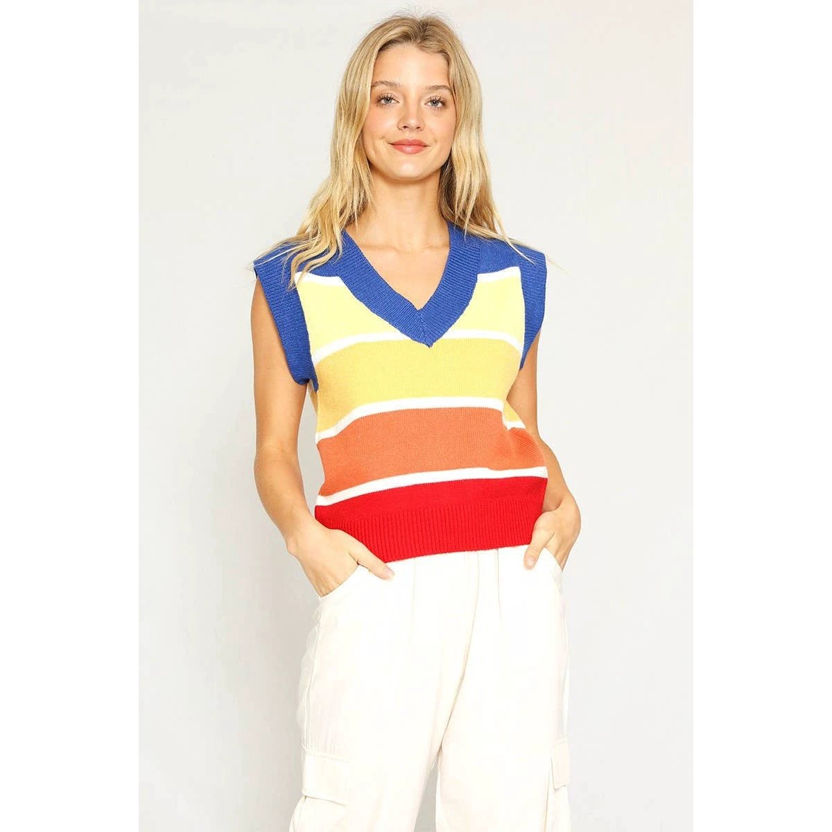 Knit Vest Retro Stripe [Available in XL Only]