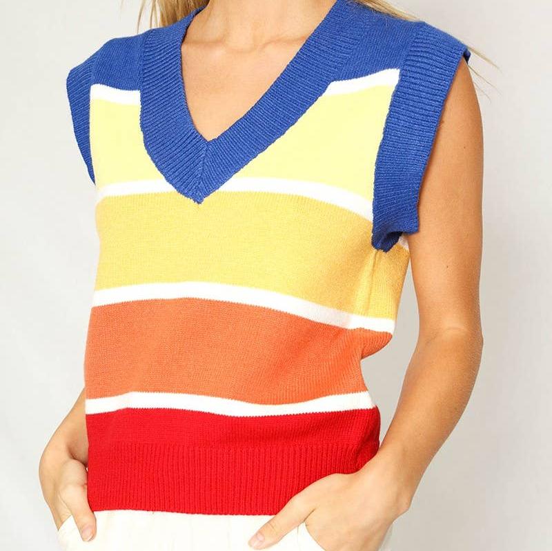 Knit Vest Retro Stripe [Available in XL Only]