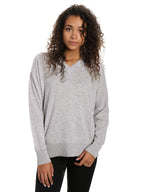 Zainuno Moizni Women's 100% Cashmere Deep V-Neck Sweater