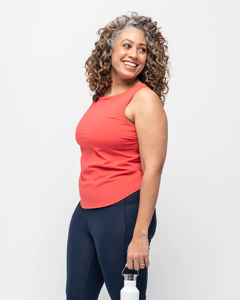 Go Deep Sun & Swim Tank with Built-in Bra - Coral by Line In The Sand Swim