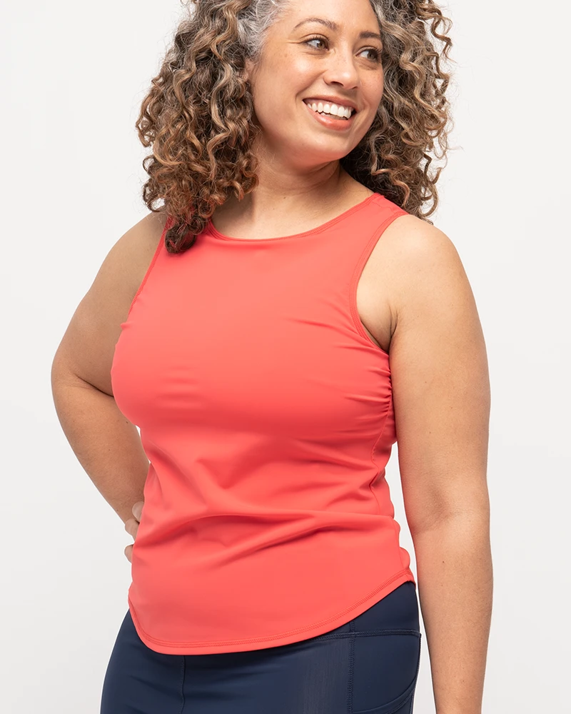 Go Deep Sun & Swim Tank with Built-in Bra - Coral by Line In The Sand Swim