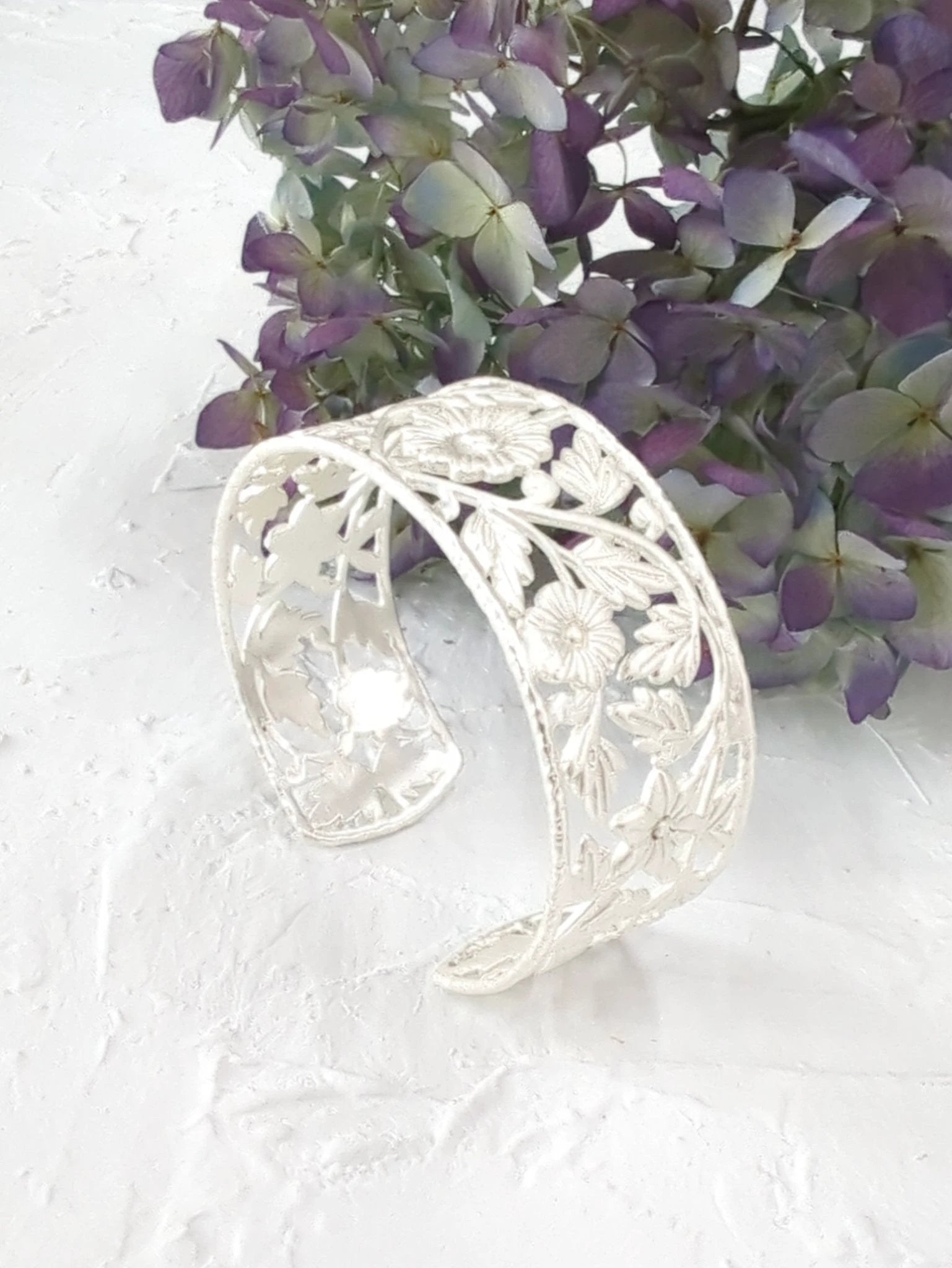 Floral Filigree Cuff Bracelet by Ash & Rose
