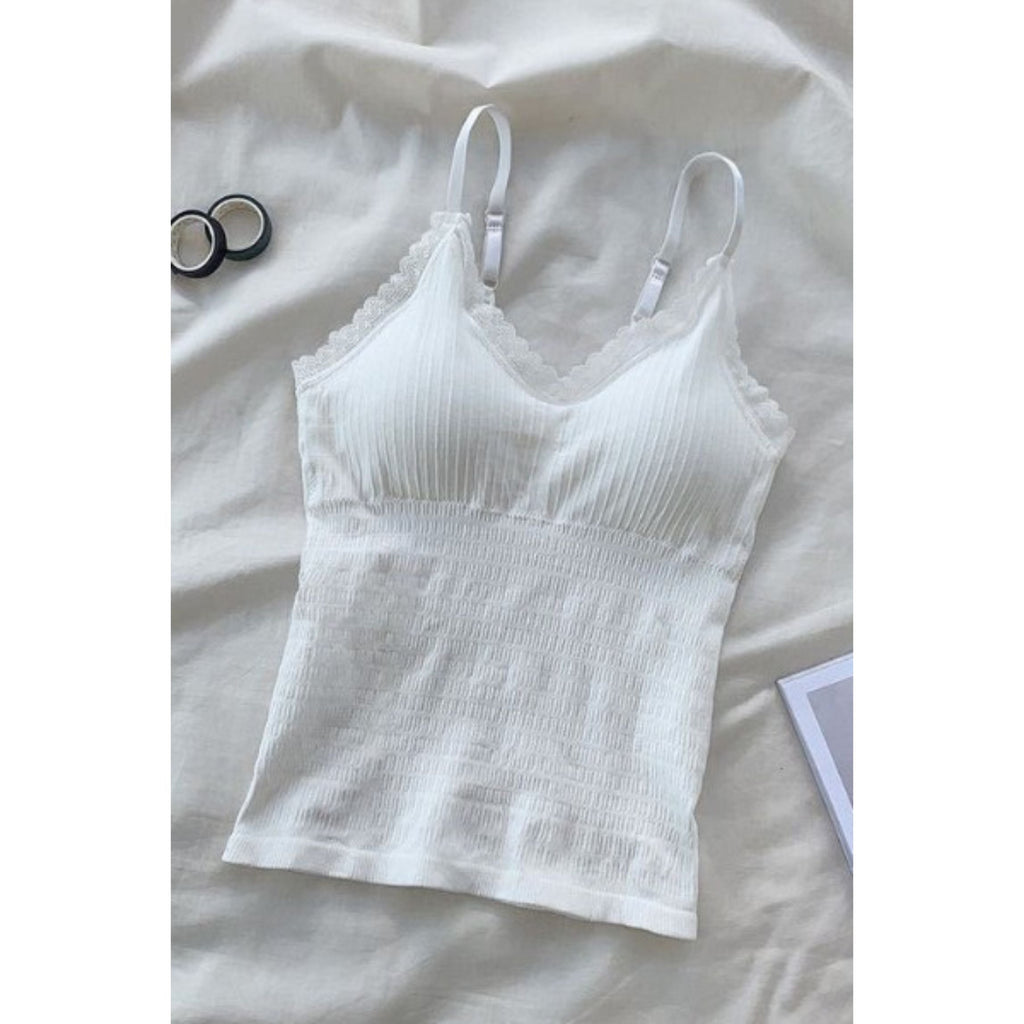 Lace Strap Snatched Cami Top in Black or White | One Size XS Camisole