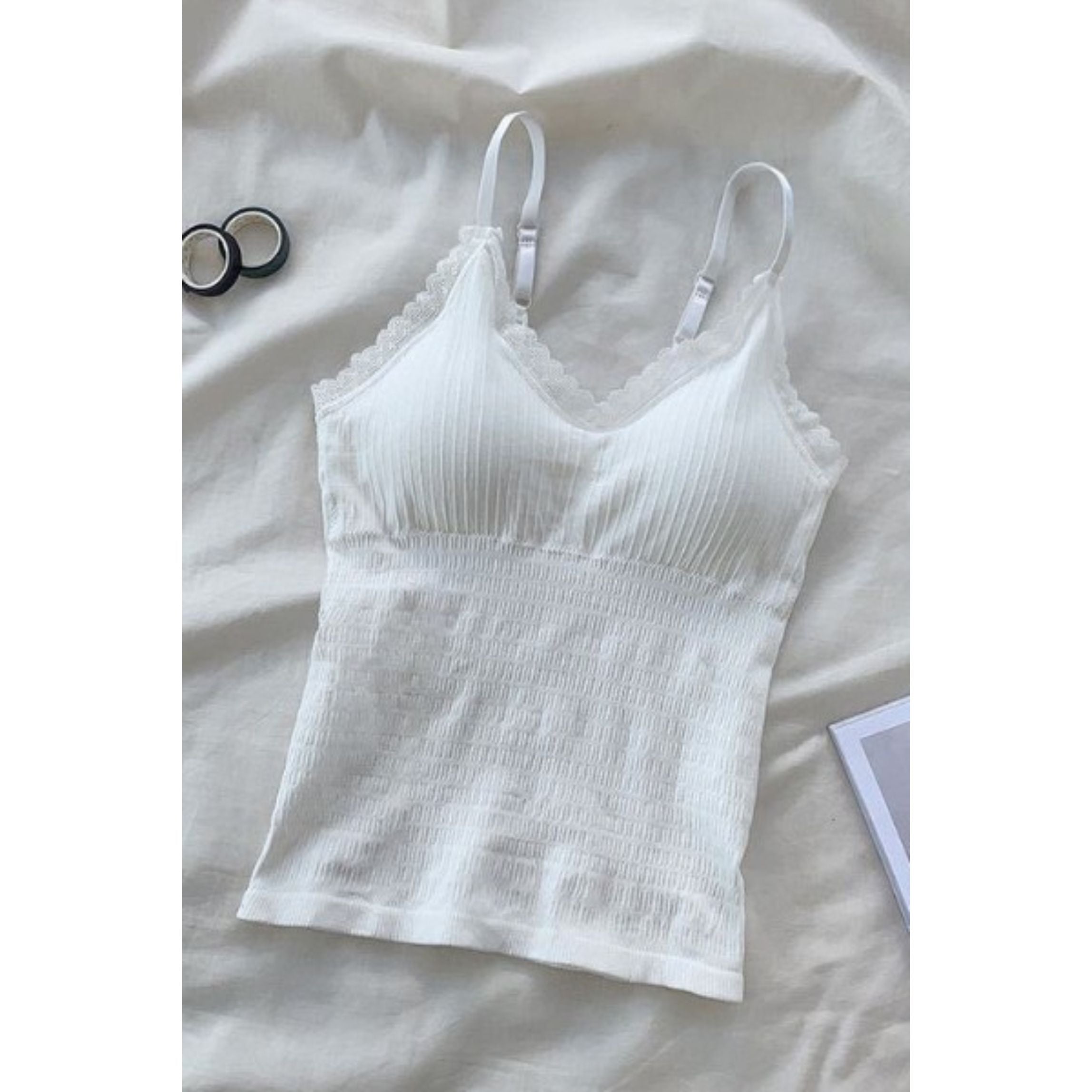 Lace Strap Snatched Cami Top in Black or White | One Size XS Camisole