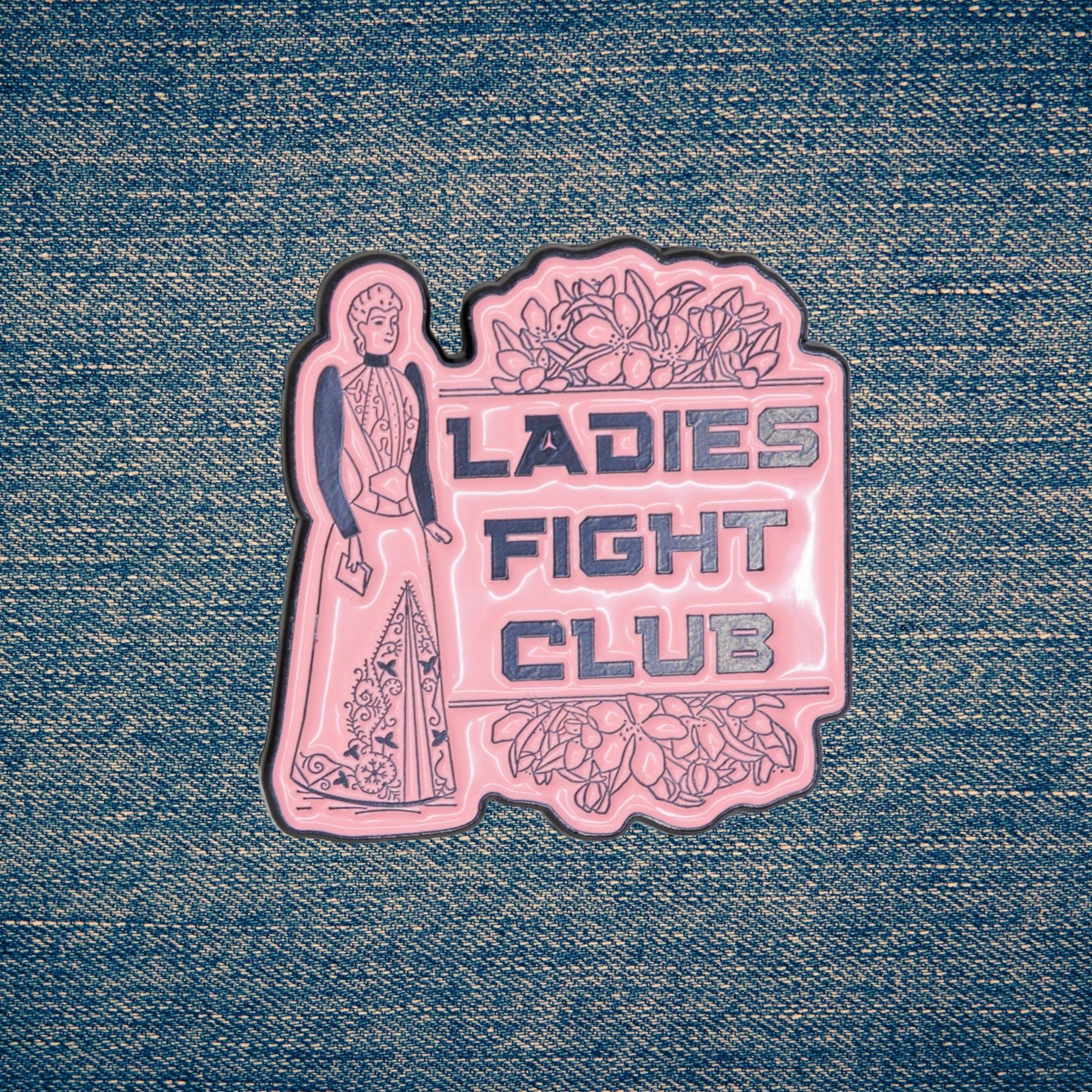 Ladies Fight Club Enamel Pin Victorian Funny Lapel Pin