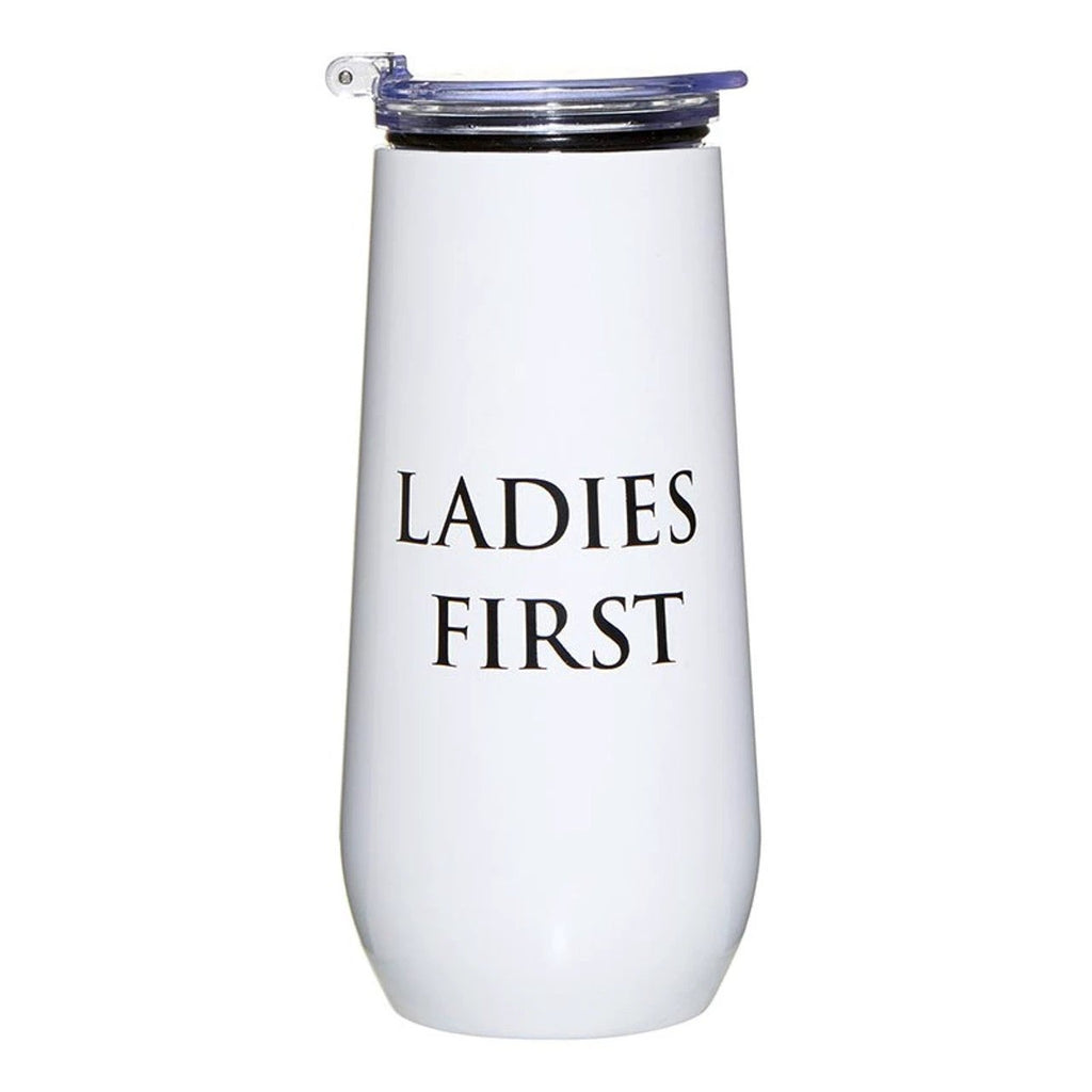 Ladies First Champagne Tumbler with Fliptop Lid | Stainless Steel Insulated Flute by The Bullish Store