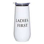 Ladies First Champagne Tumbler with Fliptop Lid | Stainless Steel Insulated Flute by The Bullish Store