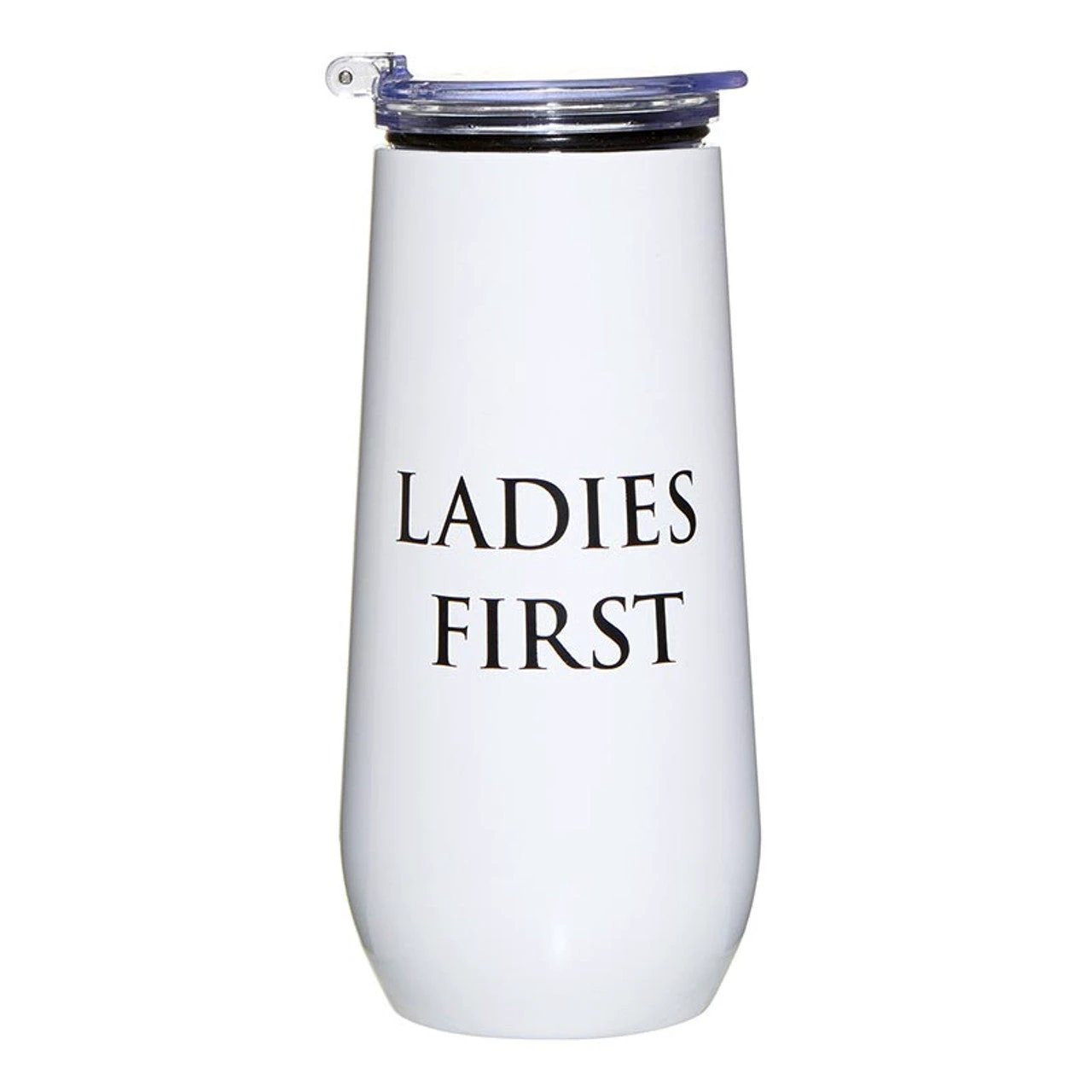 Ladies First Champagne Tumbler with Fliptop Lid | Stainless Steel Insulated Flute by The Bullish Store