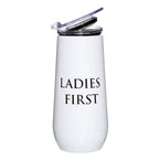 Ladies First Champagne Tumbler with Fliptop Lid | Stainless Steel Insulated Flute by The Bullish Store