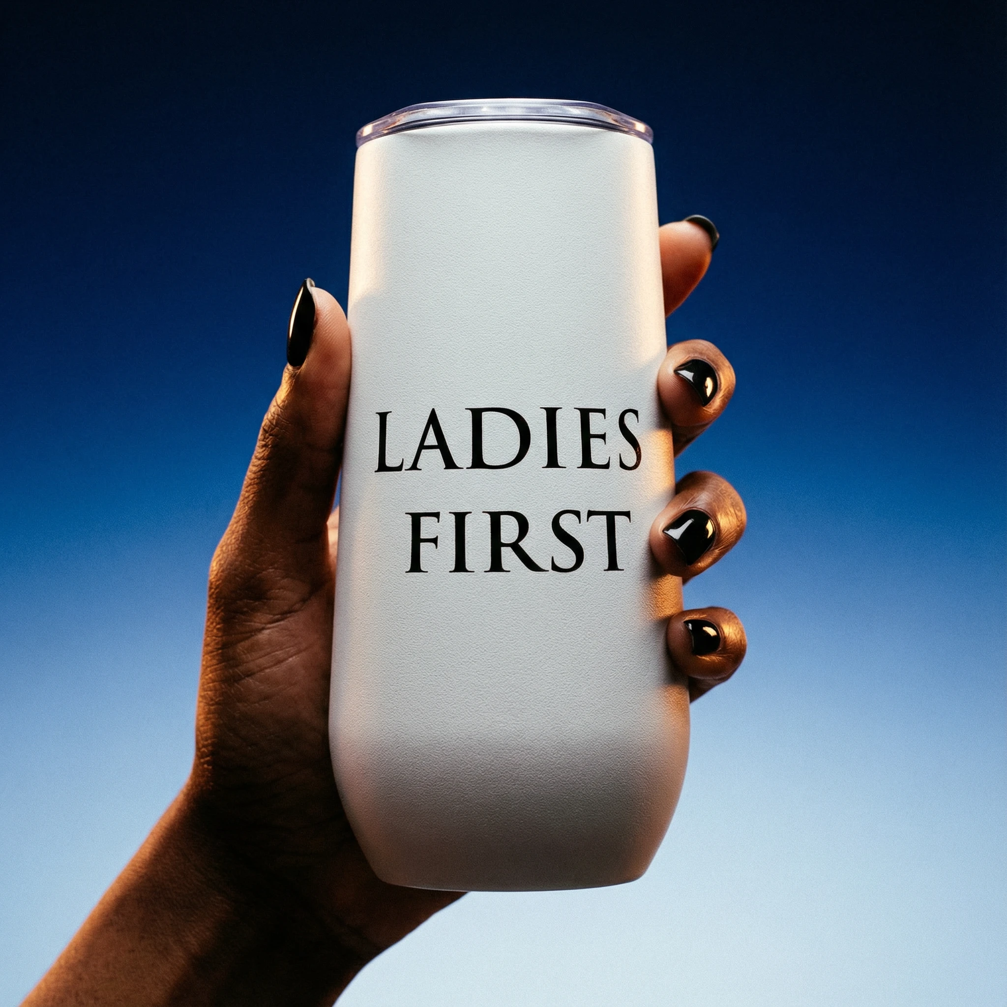 Ladies First Champagne Tumbler with Fliptop Lid | Stainless Steel Insulated Flute by The Bullish Store