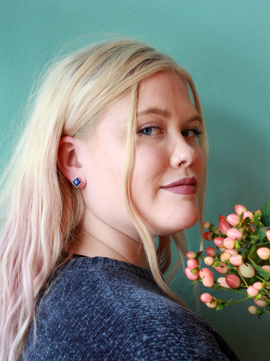 Lapis Squared Studs