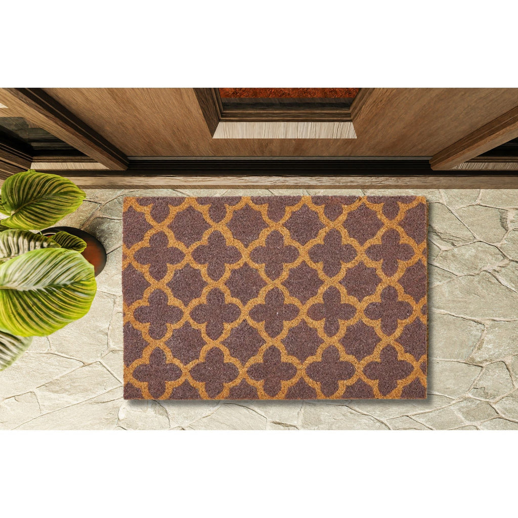 Lavender Print Coir Fiber Doormat | Outdoor Patio Rug | 24" X 17"