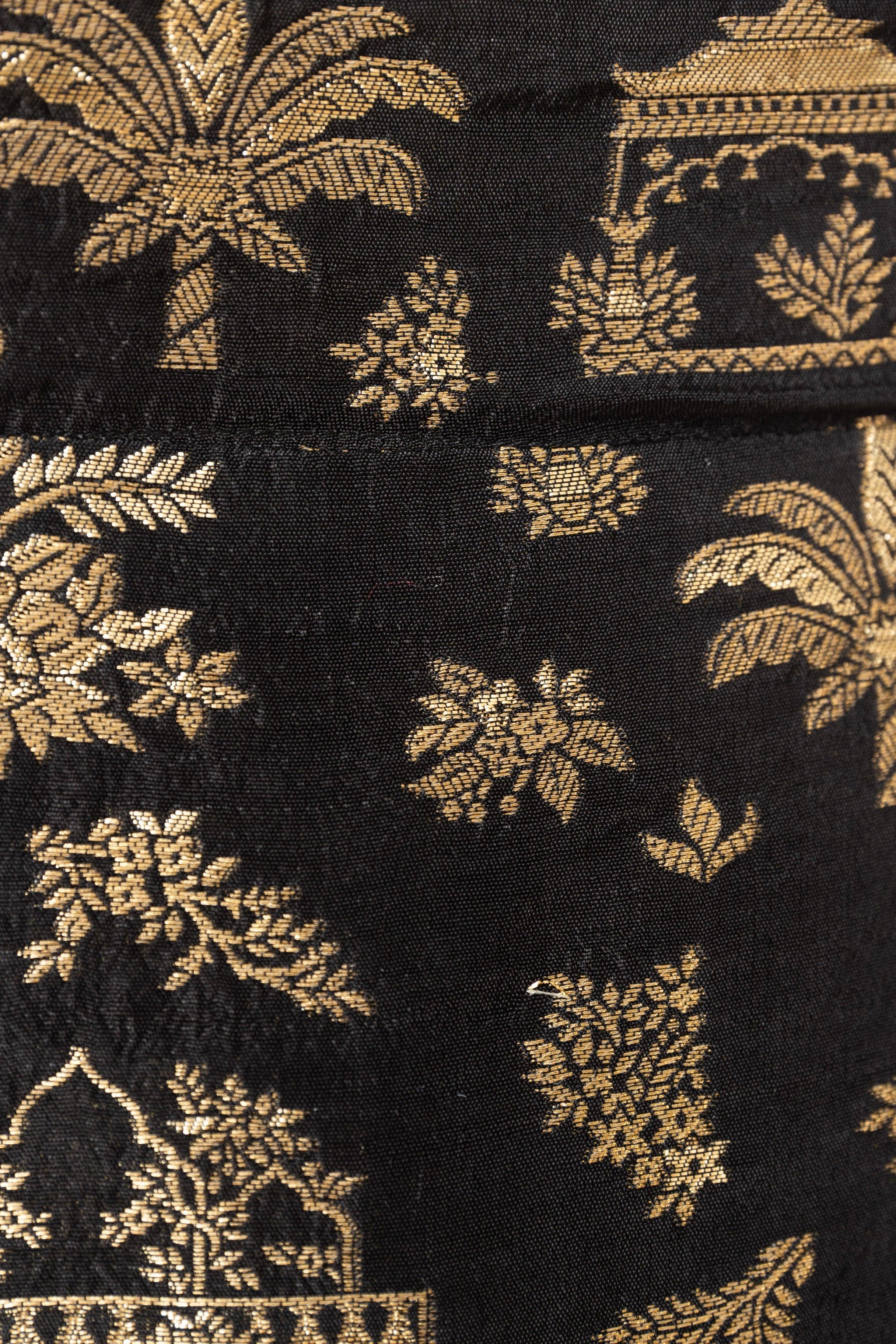 Leontine Black and Gold Long Dress with Slit