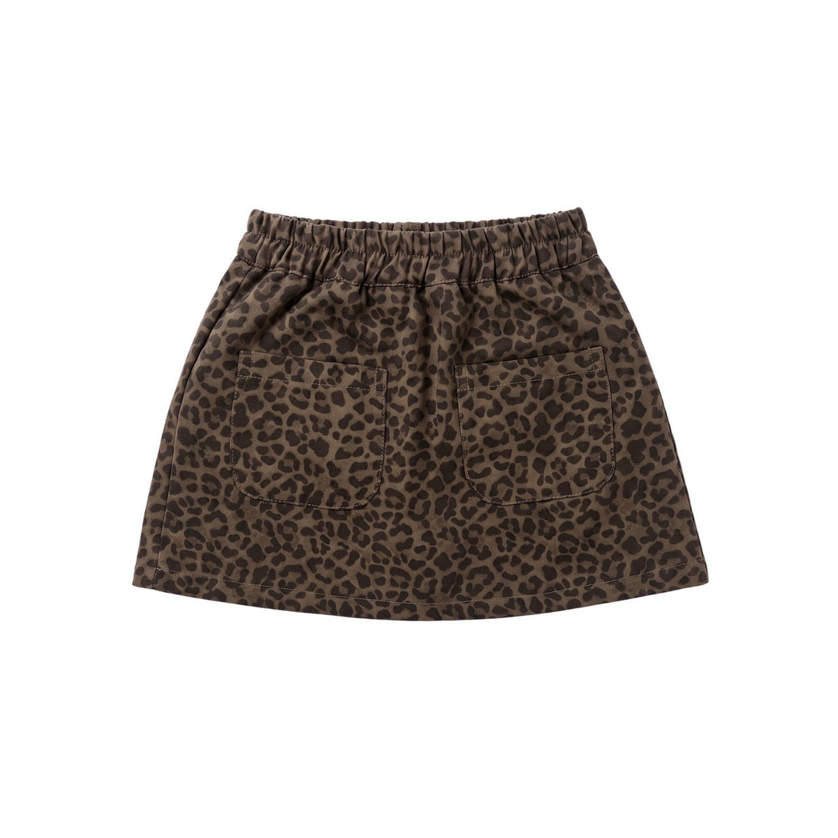 Brown Leopard Front-Pocket Skirt