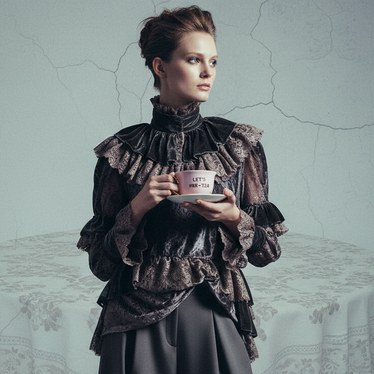 Let's Par-tea Tea Cup and Saucer Set in Pink, Gold and Floral