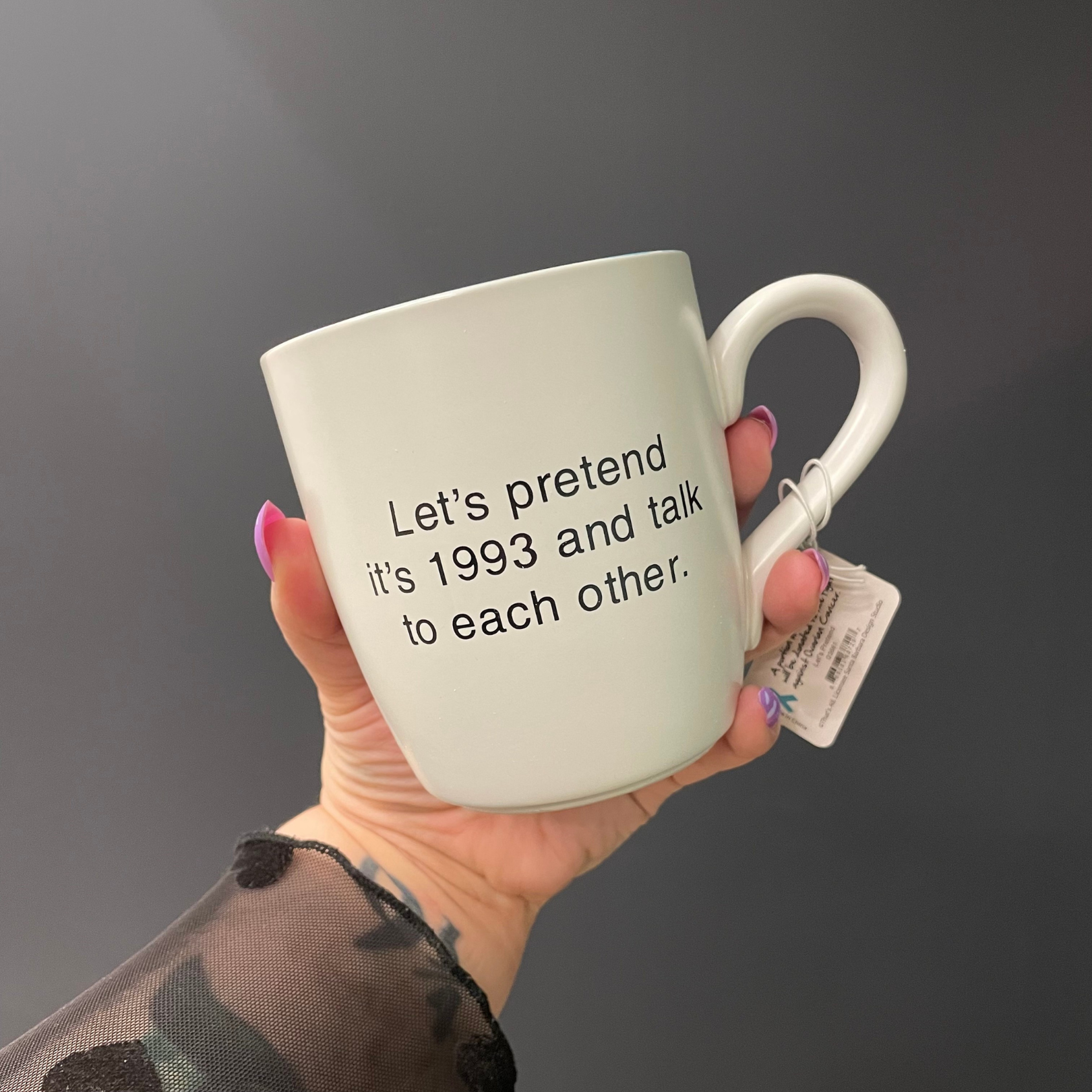 Let's Pretend It's 1993 Glossy Ceramic Mug in Teal and White