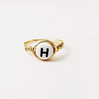 Letter Bead Wire Wrapped Initial Ring