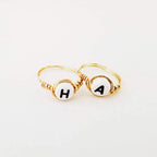 Letter Bead Wire Wrapped Initial Ring