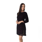 Lica Wine Velvet Dress with Hand Embroidery by Raas