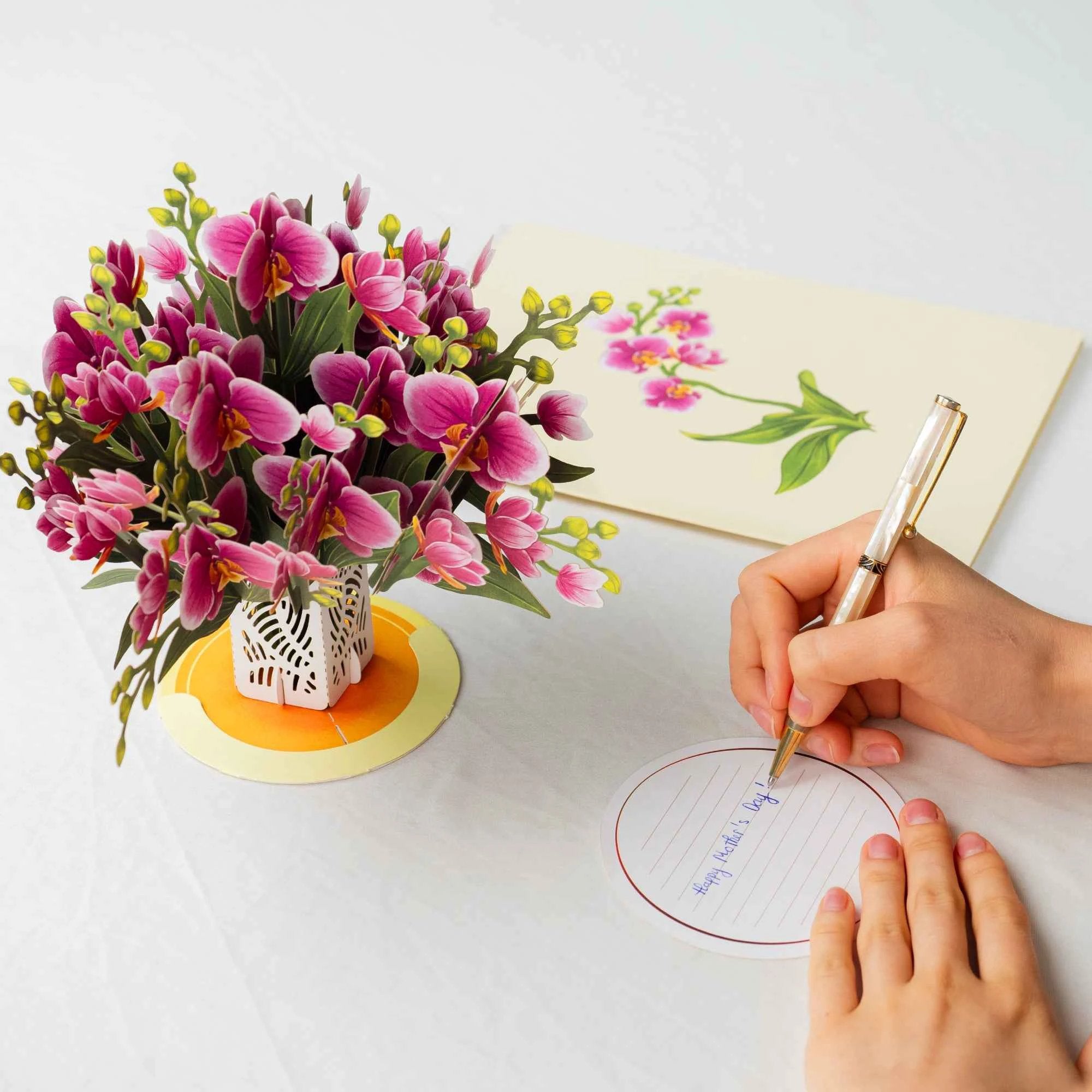 Orchid Flower Bouquet Pop-Up Card with Keepsake by Paper Love
