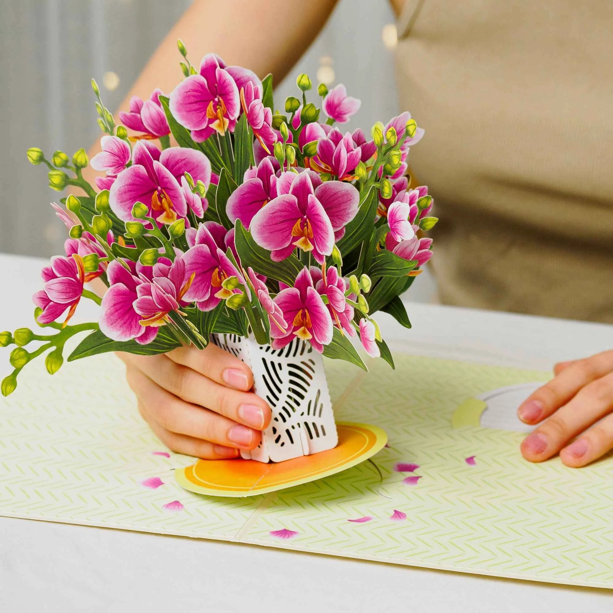 Orchid Flower Bouquet Pop-Up Card with Keepsake by Paper Love