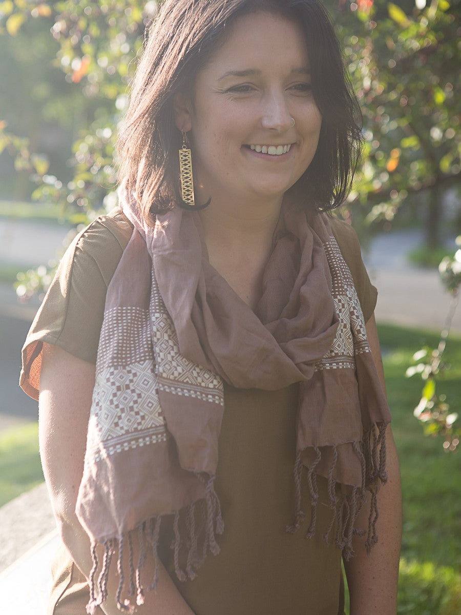 Tuyen Patterned Scarf - Mauve